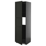 METOD high cab f fridge or freezer w door, black-grey/Lerhyttan black stained, 60x60x200 cm