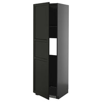METOD high cab f fridge or freezer w door, black-grey/Lerhyttan black stained, 60x60x200 cm