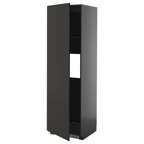 METOD - METOD High cab f fridge or freezer w door, black-grey/Nickebo matt anthracite, 60x60x200 cm