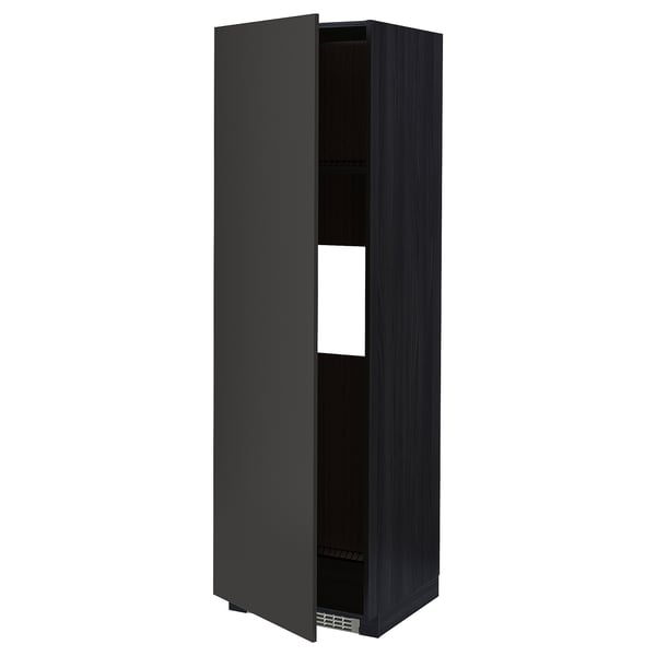 METOD - METOD High cab f fridge or freezer w door, black/Nickebo matt anthracite, 60x60x200 cm