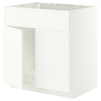 METOD base cabinet f sink w 2 doors/front, white/Aspudden matt white, 80x60 cm