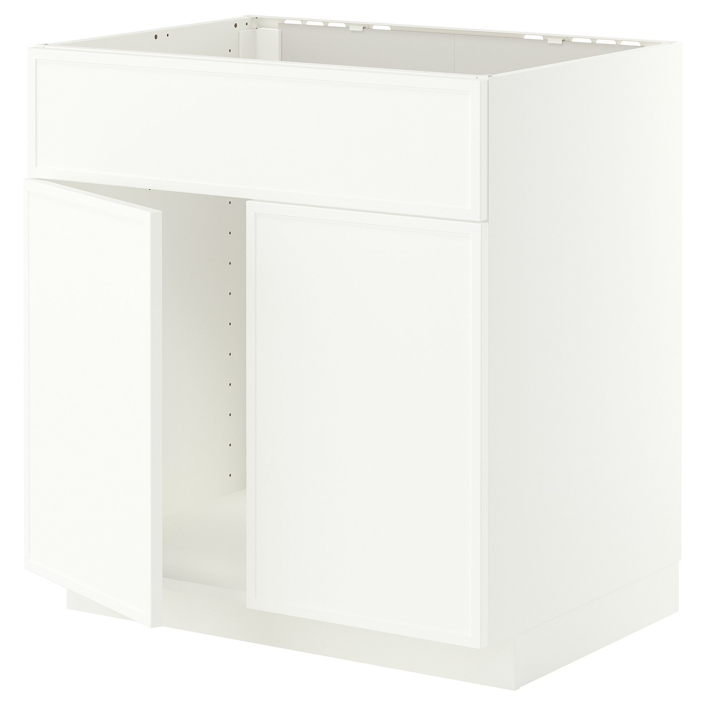 METOD base cabinet f sink w 2 doors/front, white/Aspudden matt white, 80x60 cm