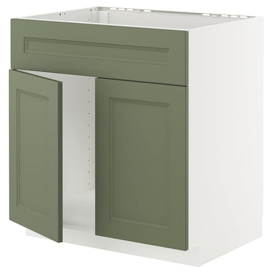 Ikea METOD - Sink cabinet 2 doors/front, white/Axstad gray-green,80x60 cm