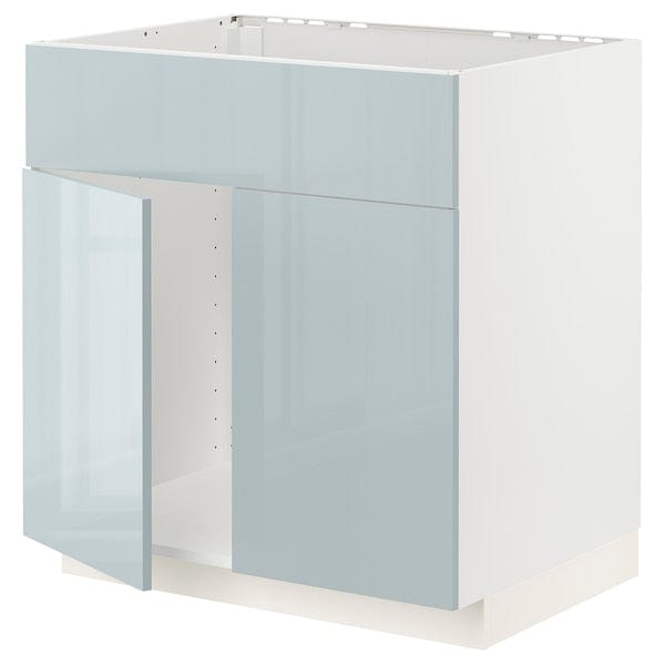 Ikea METOD - Base cabinet f sink w 2 doors/front, white/Kallarp light grey-blue, 80x60 cm