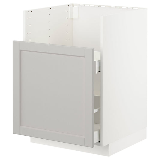 METOD bc f BREDSJÖN snk/1 frnt/2 drws, white/Lerhyttan light grey, 60x60 cm