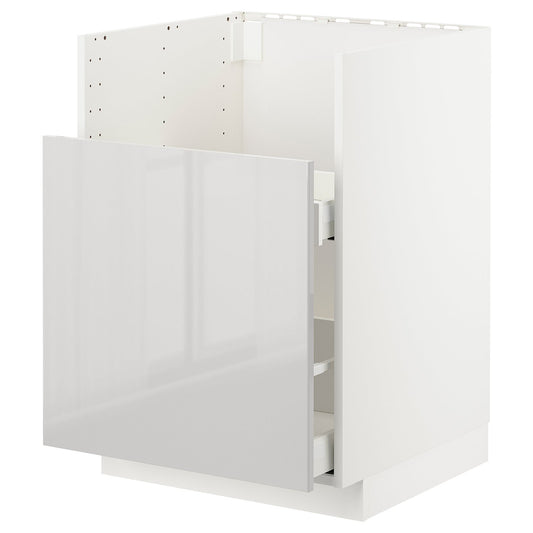 METOD bc f BREDSJÖN snk/1 frnt/2 drws, white/Ringhult light grey, 60x60 cm
