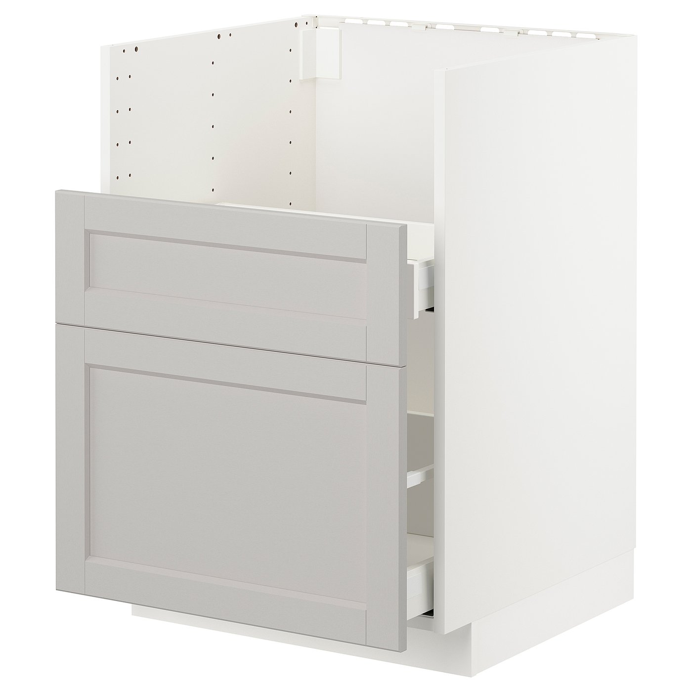 METOD bc f BREDSJÖN sink/2 fronts/2 drws, white/Lerhyttan light grey, 60x60 cm