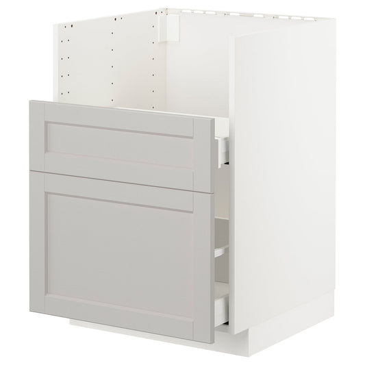 METOD bc f BREDSJÖN sink/2 fronts/2 drws, white/Lerhyttan light grey, 60x60 cm