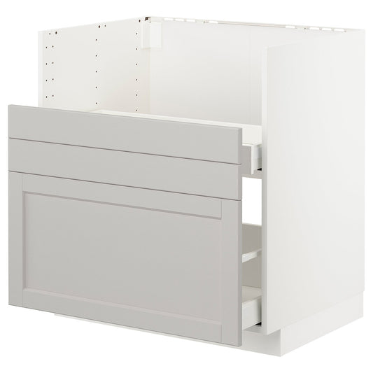 METOD bc f BREDSJÖN sink/2 fronts/2 drws, white/Lerhyttan light grey, 80x60 cm