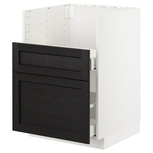 METOD bc f BREDSJÖN sink/2 fronts/2 drws, white/Lerhyttan black stained, 60x60 cm