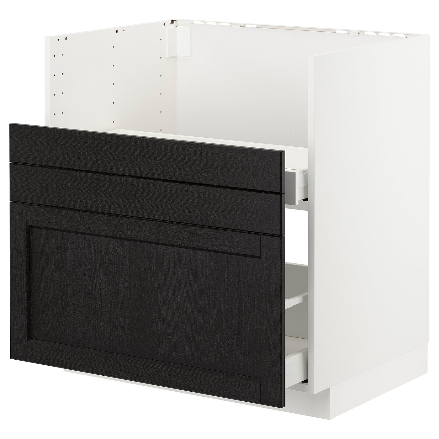 METOD bc f BREDSJÖN sink/2 fronts/2 drws, white/Lerhyttan black stained, 80x60 cm