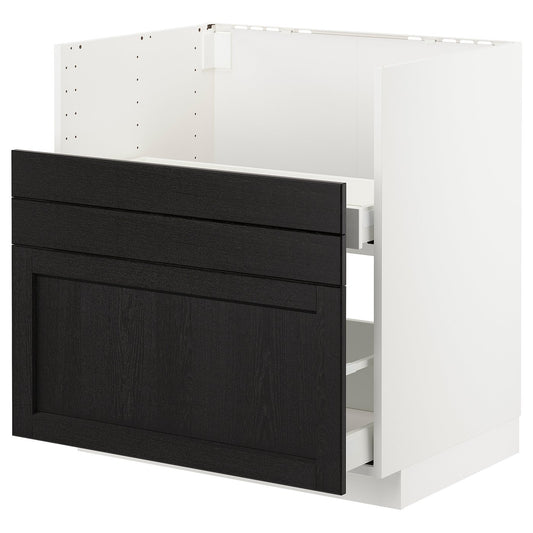 METOD bc f BREDSJÖN sink/2 fronts/2 drws, white/Lerhyttan black stained, 80x60 cm