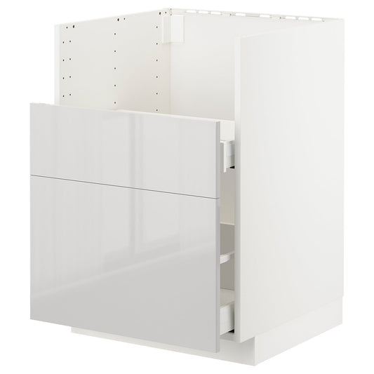 METOD bc f BREDSJÖN sink/2 fronts/2 drws, white/Ringhult light grey, 60x60 cm