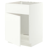METOD base cabinet f sink w door/front, white/Aspudden matt white, 60x60 cm