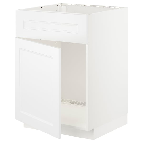 METOD base cabinet f sink w door/front, white/Axstad matt white, 60x60 cm