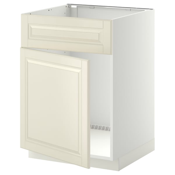 METOD base cabinet f sink w door/front, white/Bodbyn off-white, 60x60 cm