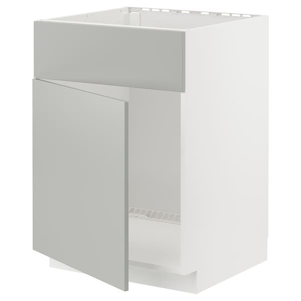 METOD - Base cabinet f sink w door/front, white/Havstorp light grey, 60x60 cm