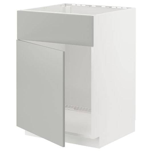 Ikea METOD - Base cabinet f sink w door/front, white/Havstorp light grey, 60x60 cm