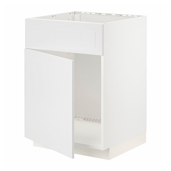METOD base cabinet f sink w door/front, white/Stensund white, 60x60 cm