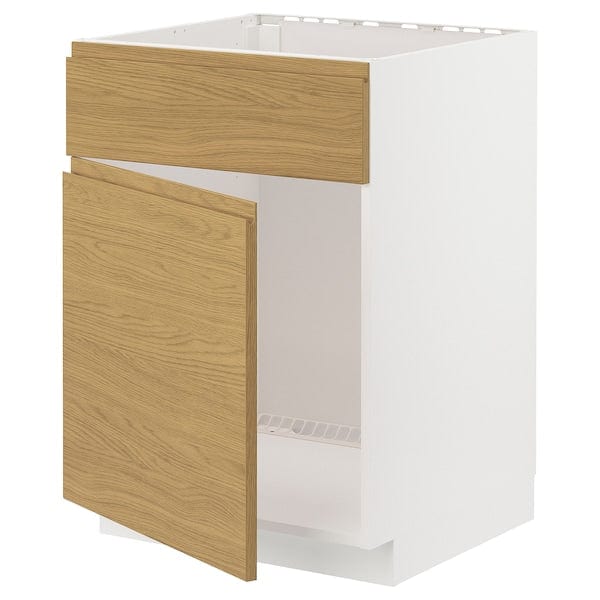 Ikea METOD - Base cabinet f sink w door/front, white/Voxtorp oak effect, 60x60 cm