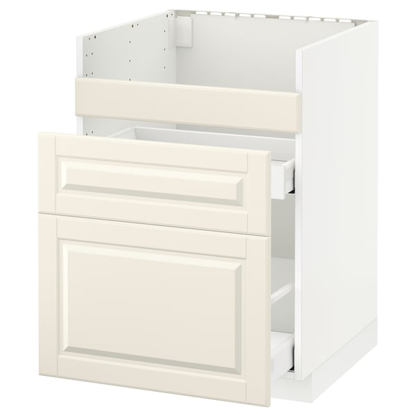 METOD base cb f HAVSEN snk/3 frnts/2 drws, white/Bodbyn off-white, 60x60 cm