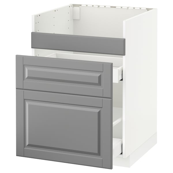METOD - METOD Base cb f HAVSEN snk/3 frnts/2 drws, white/Bodbyn grey, 60x60 cm