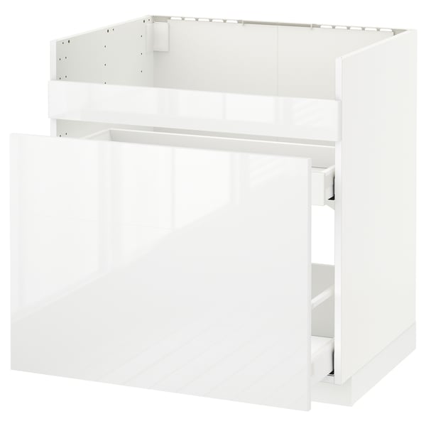 METOD base cb f HAVSEN snk/3 frnts/2 drws, white Maximera/Ringhult white, 80x60 cm