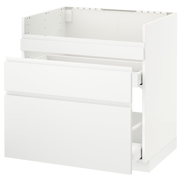 METOD - Base cb f HAVSEN snk/3 frnts/2 drws, white Maximera/Voxtorp matt white , 80x60 cm