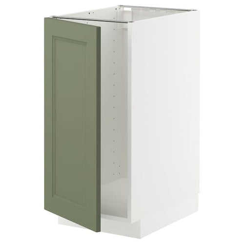 METOD base cab f sink/waste sorting, white/Axstad grey-green, 40x60 cm