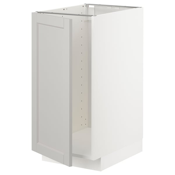 METOD base cab f sink/waste sorting, white/Lerhyttan light grey, 40x60 cm