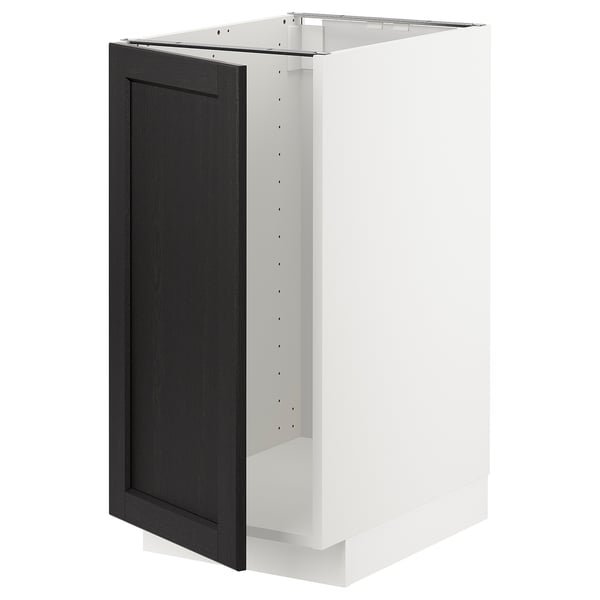 METOD - Base cab f sink/waste sorting, white/Lerhyttan black stained ,