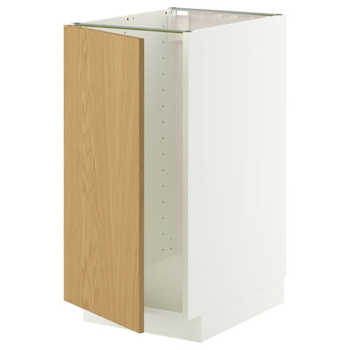 METOD base cab f sink/waste sorting, white/Sinarp oak veneer, 40x60 cm