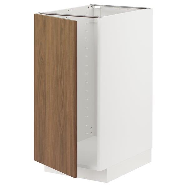 METOD base cab f sink/waste sorting, white/Tistorp brown walnut effect, 40x60 cm