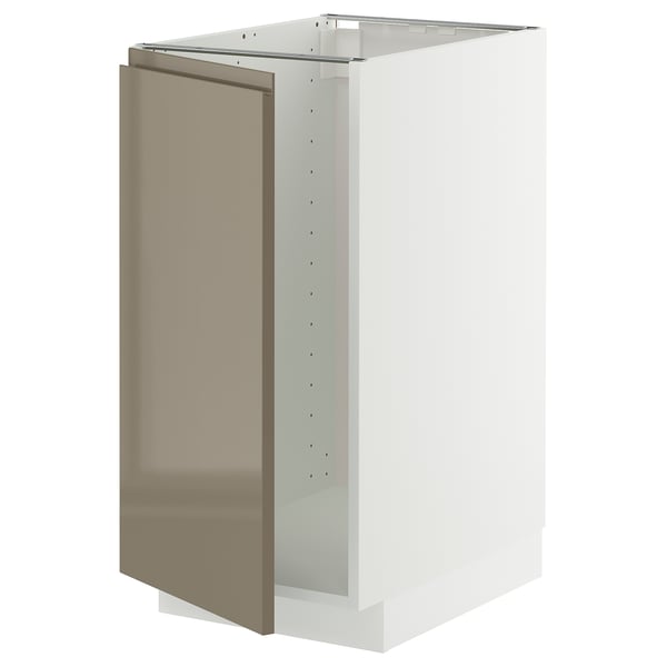 METOD base cab f sink/waste sorting, white/Voxtorp high-gloss dark grey-brown, 40x60 cm