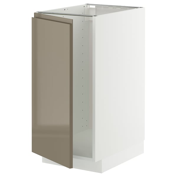METOD - Base cab f sink/waste sorting, white/Voxtorp high-gloss dark grey-brown, 40x60 cm