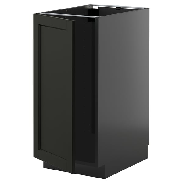 METOD base cab f sink/waste sorting, black-grey/Lerhyttan black stained, 40x60 cm