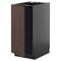 METOD base cab f sink/waste sorting, black-grey/Sinarp brown, 40x60 cm
