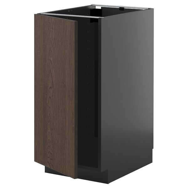 METOD base cab f sink/waste sorting, black-grey/Sinarp brown, 40x60 cm