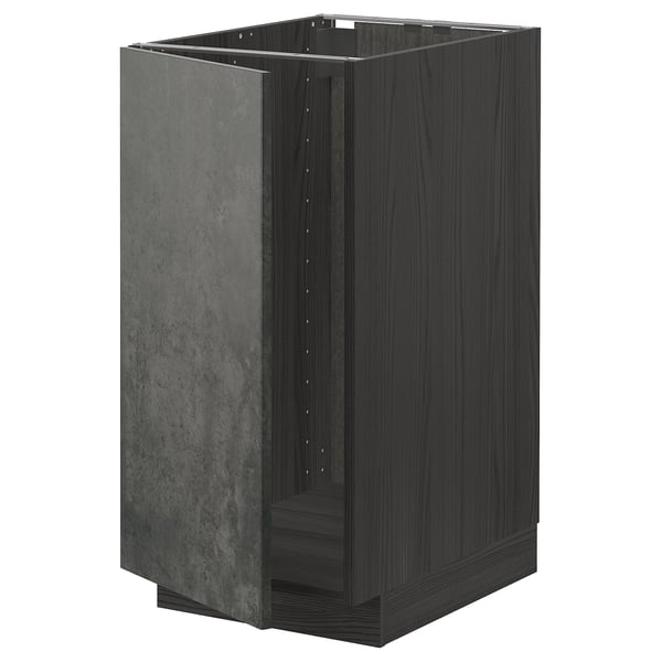 METOD base cab f sink/waste sorting, black/Kalhyttan dark grey concrete effect, 40x60 cm