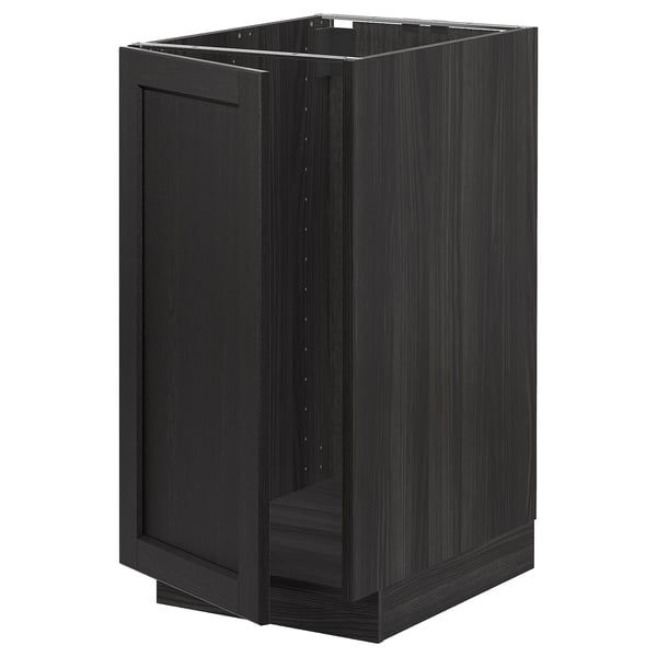 METOD base cab f sink/waste sorting, black/Lerhyttan black stained, 40x60 cm