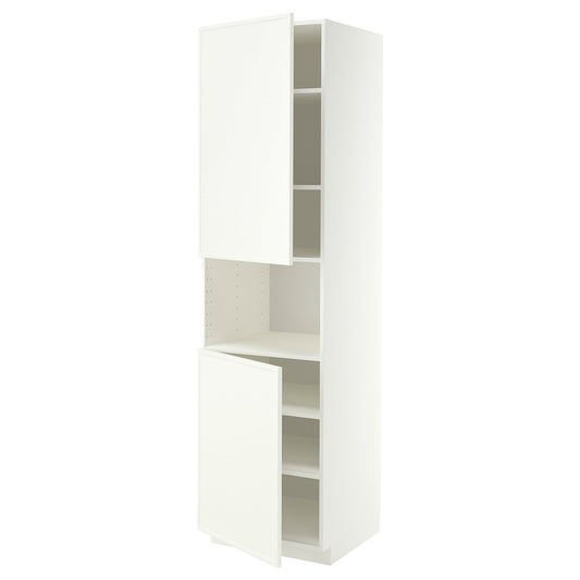 METOD high cab f micro w 2 doors/shelves, white/Aspudden matt white, 60x60x220 cm