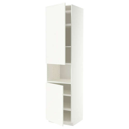 METOD high cab f micro w 2 doors/shelves, white/Aspudden matt white, 60x60x240 cm