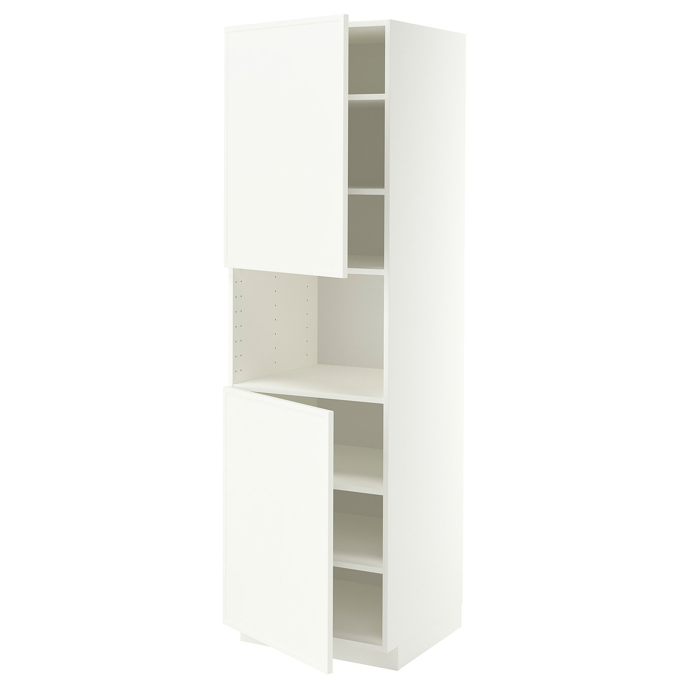 METOD high cab f micro w 2 doors/shelves, white/Aspudden matt white, 60x60x200 cm