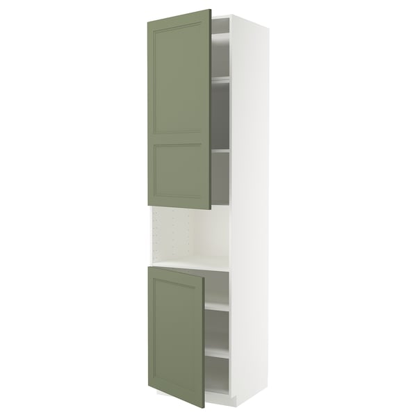 METOD high cab f micro w 2 doors/shelves, white/Axstad grey-green, 60x60x240 cm
