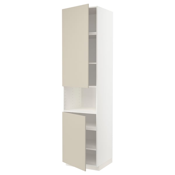 METOD - METOD High cab f micro w 2 doors/shelves, white/Havstorp beige, 60x60x240 cm