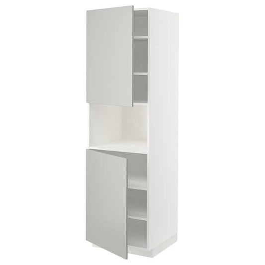 Ikea METOD - High cab f micro w 2 doors/shelves, white/Havstorp light grey, 60x60x200 cm