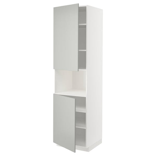 METOD high cab f micro w 2 doors/shelves, white/Havstorp light grey, 60x60x220 cm