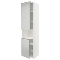 METOD - Microwave cabinet, 2 doors/shelves, white/Havstorp light grey,60x60x240 cm