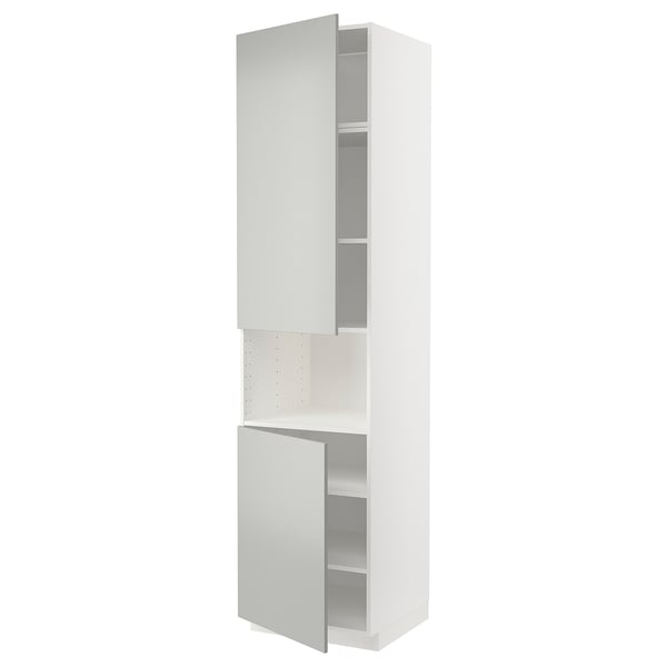 METOD - METOD High cab f micro w 2 doors/shelves, white/Havstorp light grey, 60x60x240 cm