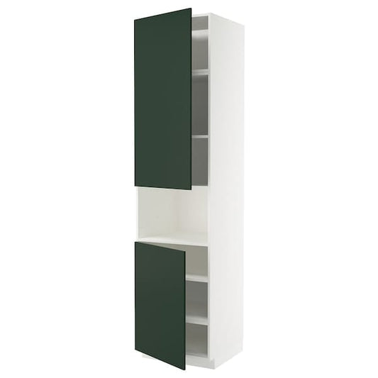 Ikea METOD - High cab f micro w 2 doors/shelves, white/Havstorp deep green, 60x60x240 cm
